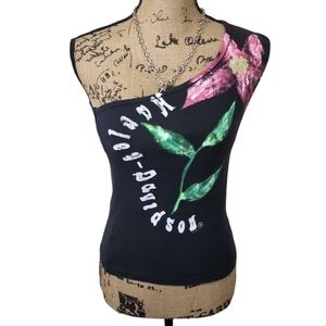 Harley Davidson Vintage 2000 Hand painted one shoulder blouse ( rare)